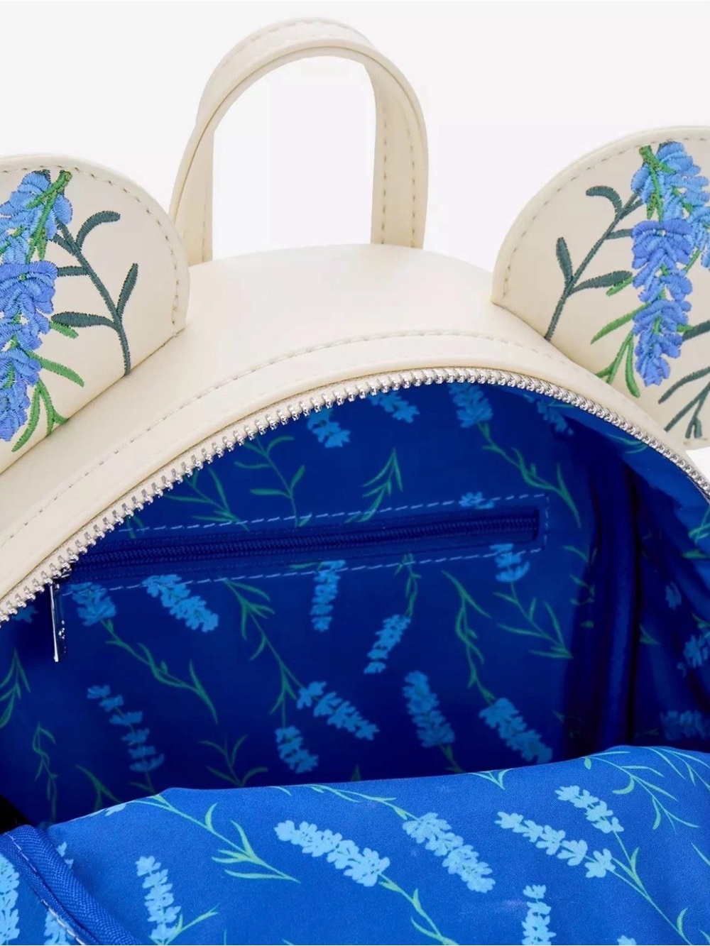 NEW Loungefly Disney Minnie Mouse Blue Floral Lavender Embroidered Mini Backpack - Picture 3 of 4
